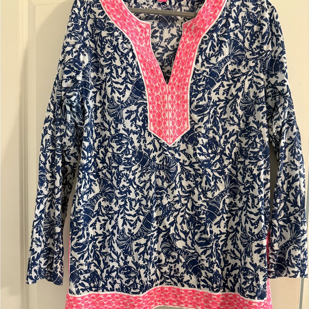 Lilly Pulitzer Navy and Pink Tunic Top